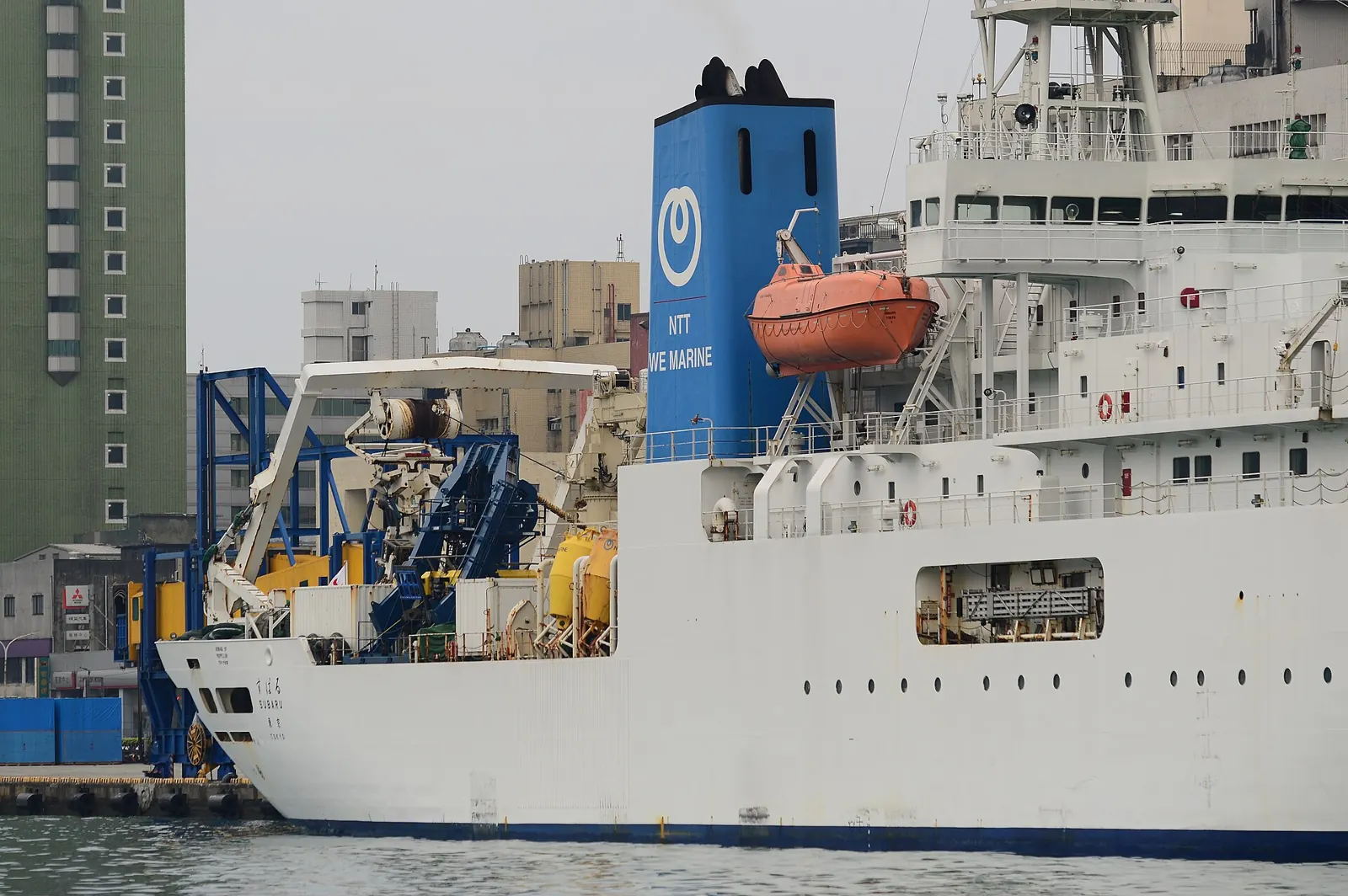 Cable-laying ship Subaru docked at the Port of Keelung, Taiwan