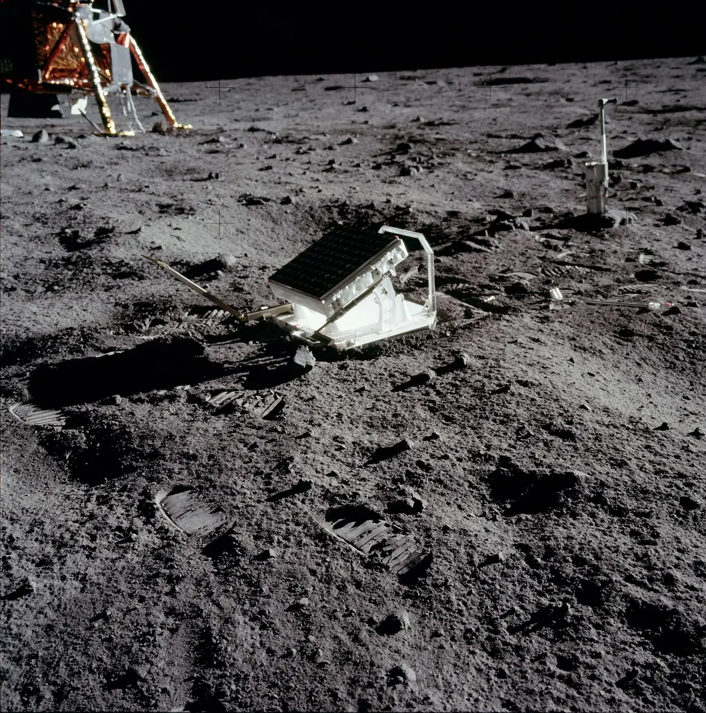 The Apollo 11 laser ranging retroreflector array on the lunar surface
