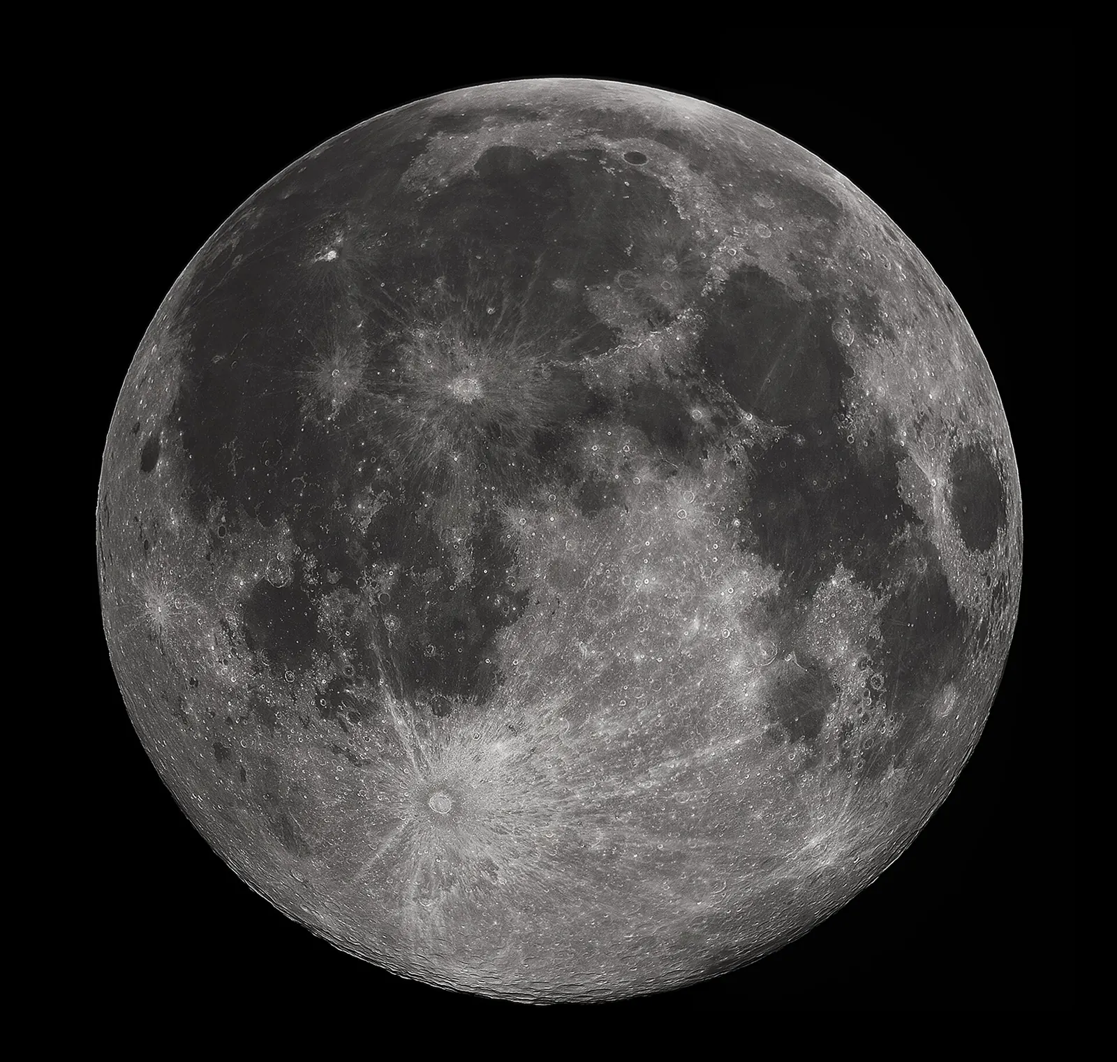 The full Moon against a black sky